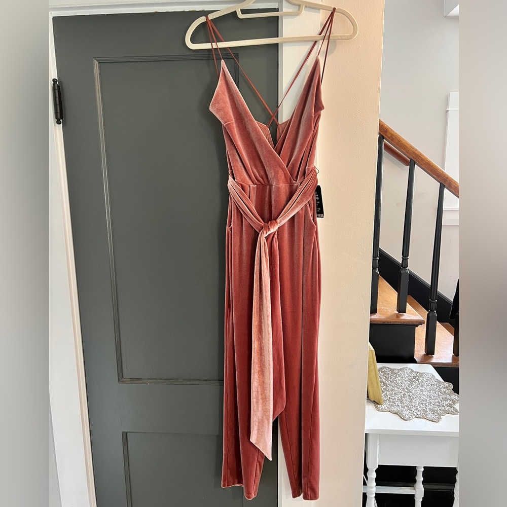 EXPRESS NWT Deep V Velvet Jumpsuit